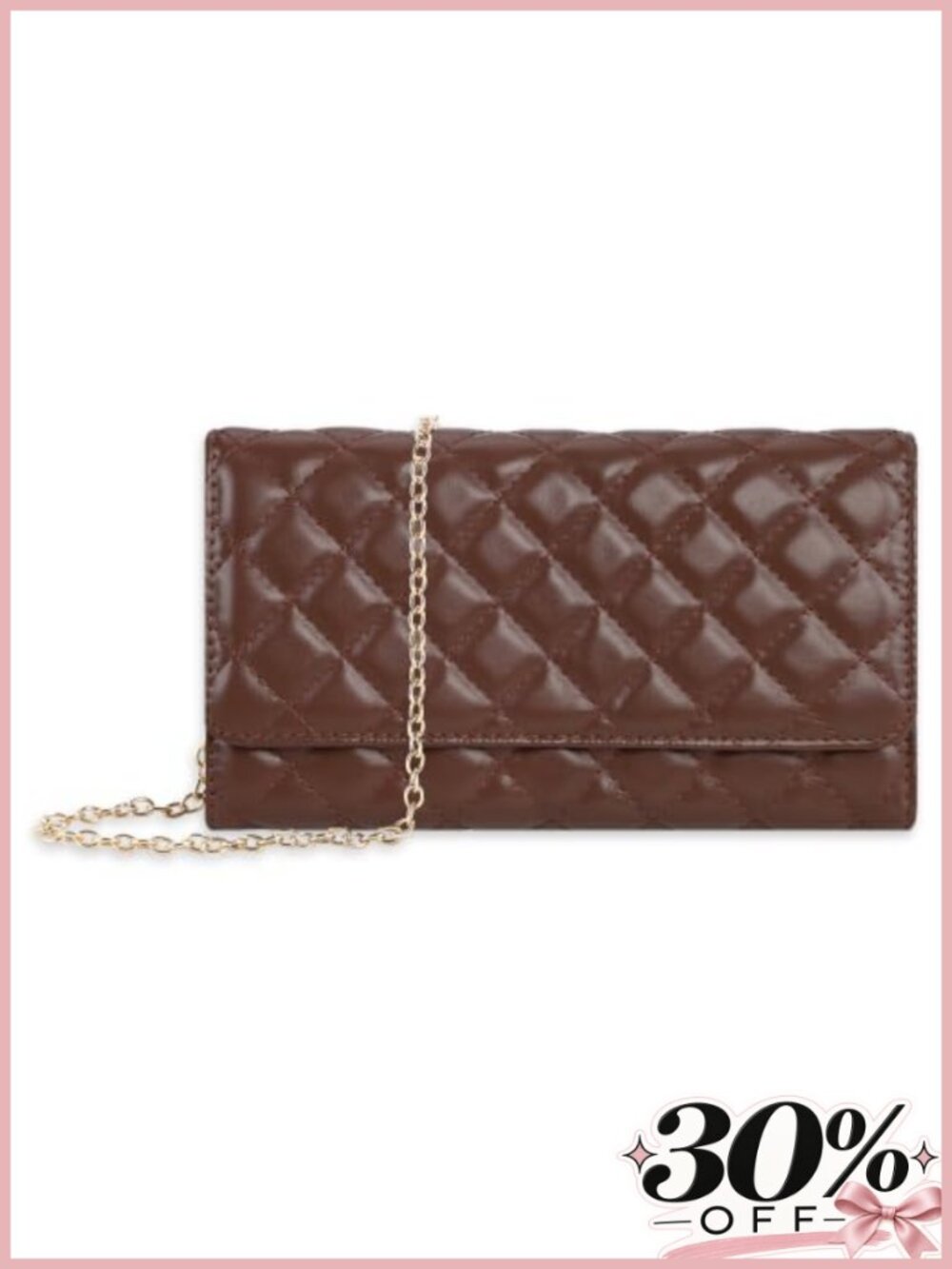 Faux Leather Crossbody Bag Clutch Purse with Gold Chain & Card Slots